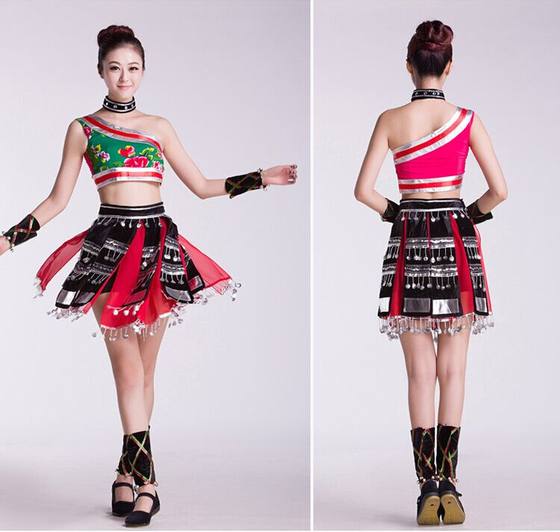 新款走在山水间女瑶族舞表演儿童壮族装少数民族佤族舞蹈演出服装