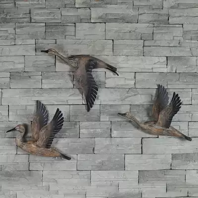 Simulation retro nostalgic seabird pendant auspicious bird bird bird solid wood stump bird home accessories living room geese Wall