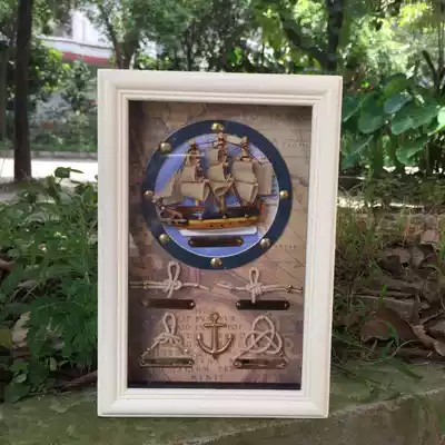 Mediterranean key box solid wood key box hanging box porch Wall Wall decoration home storage key box