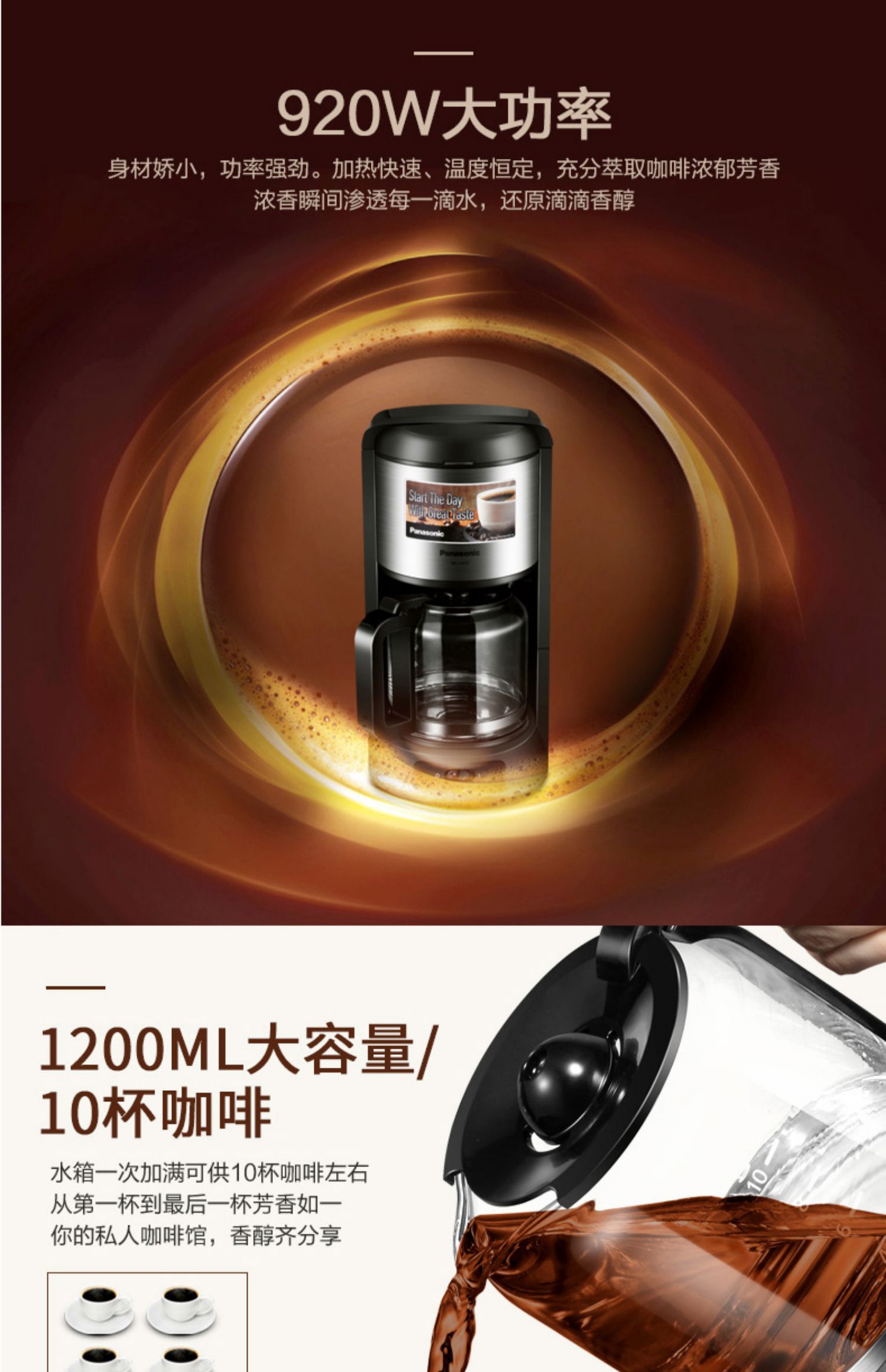 Máy pha cà phê Panasonic NC-F400 dành cho người tiêu dùng và máy mini nhỏ giọt tự động thương mại của Mỹ - Máy pha cà phê 	máy pha cà phê kiểu ý	