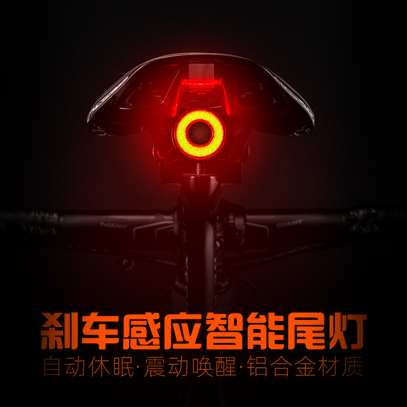 Rock Brothers Bicycle Tail Light Intelligent Sensor Brake Light Cycling Equipment Mountain Bike Road Bike Night Riding Tail Light