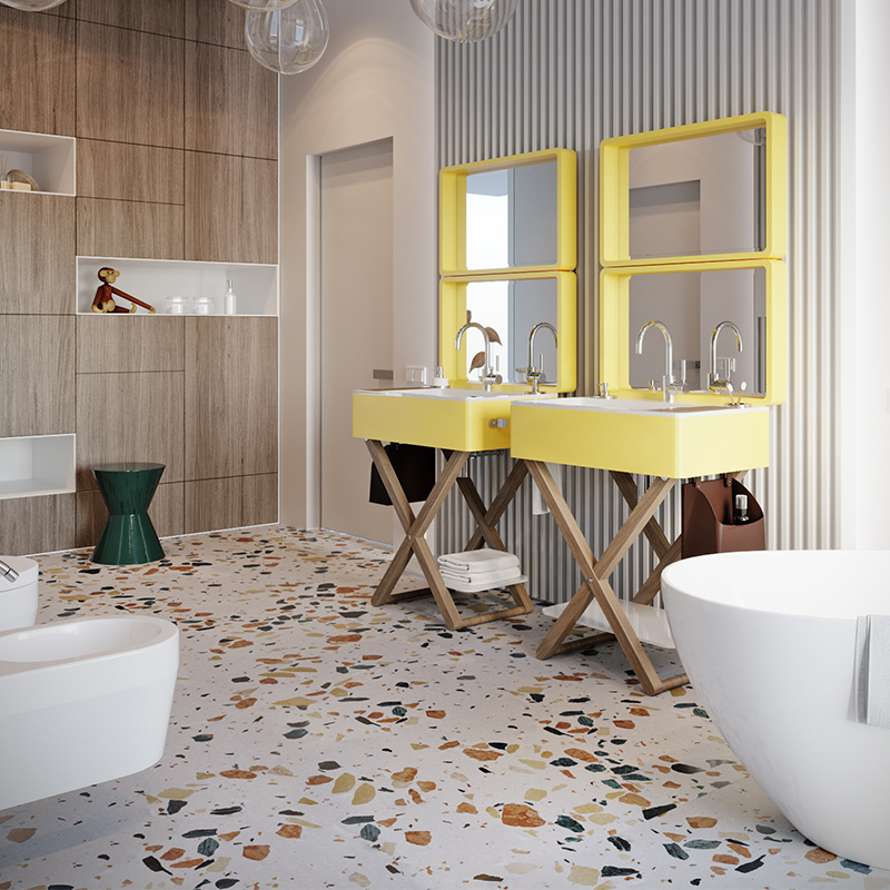 Powder room tiles terrazzo floor tiles 600X600 simple modern Nordic floor tiles bedroom living room non-slip tiles