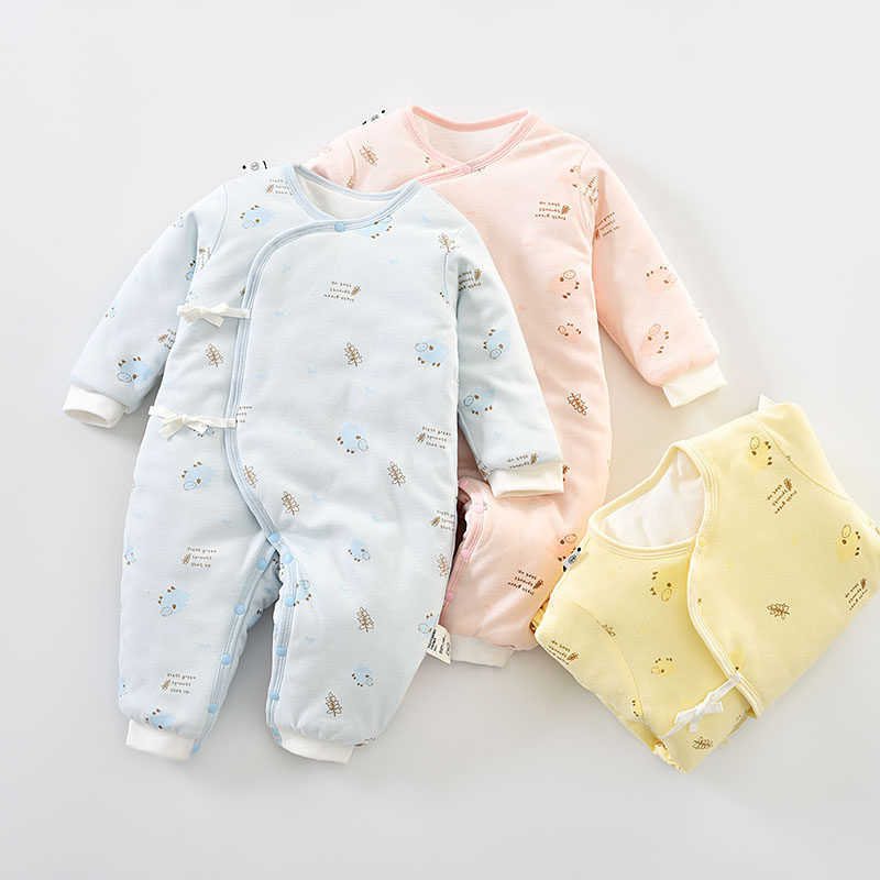 Baby clothes baby clothes autumn winter clip cotton khaclothes beginns baby warm even body clothes newborn monk to suit butterfly coat
