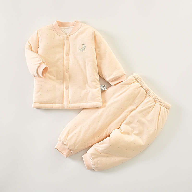 Autumn Winter Paragraph Baby Cotton Clothing Pure Cotton Open Clip Cotton Thickened Cotton Clothing 6-18 Month Male And Female Baby Cotton Coat Suit