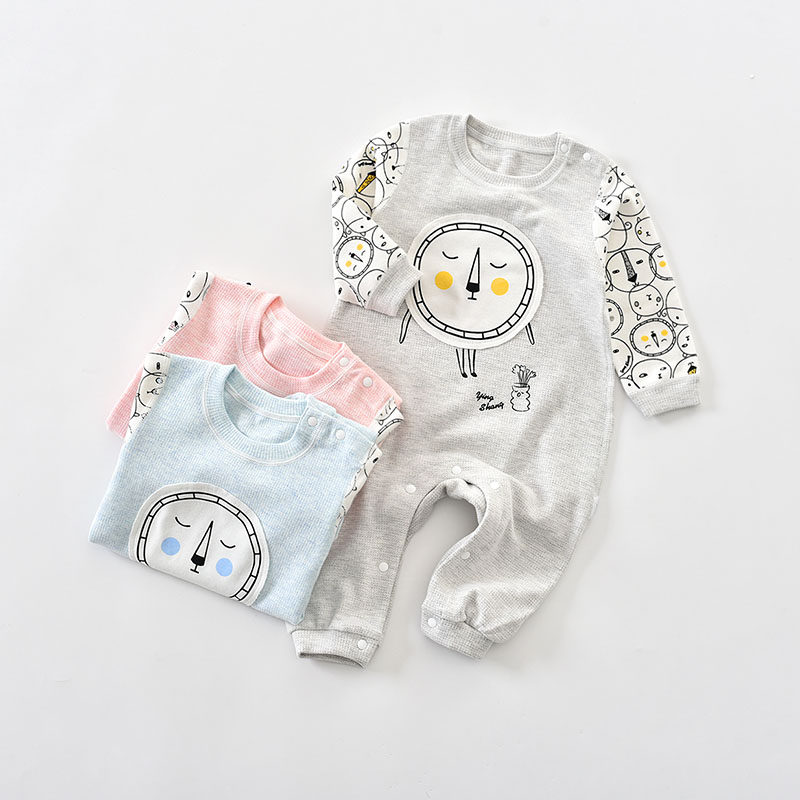Newborn baby Even body clothes spring and autumn shoulder opening suede male and female baby khays climbing clothes Long sleeves Fall baby clothes winter