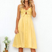 Hollow Out Sundress Beachwear Button A-l