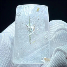 аксессуары для шеи 天然水晶全包裹碧玺发共生白色矿物炸花异象裸石饰品项链挂件吊坠