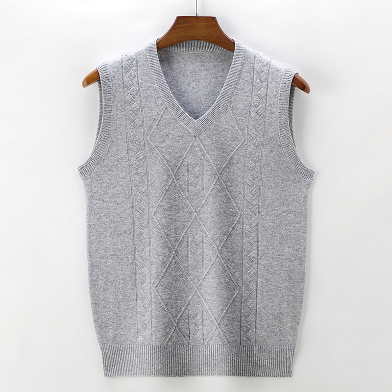 Spring and Autumn Wool Vest for Men, Thin Style, Sleeveless Sweater Knitted Vest, V-Neck, Dad's Vest, Waistcoat