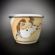 Muyue custom Master Cup hand-painted firewood kiln Lang Shining painting style Shepherd Dog