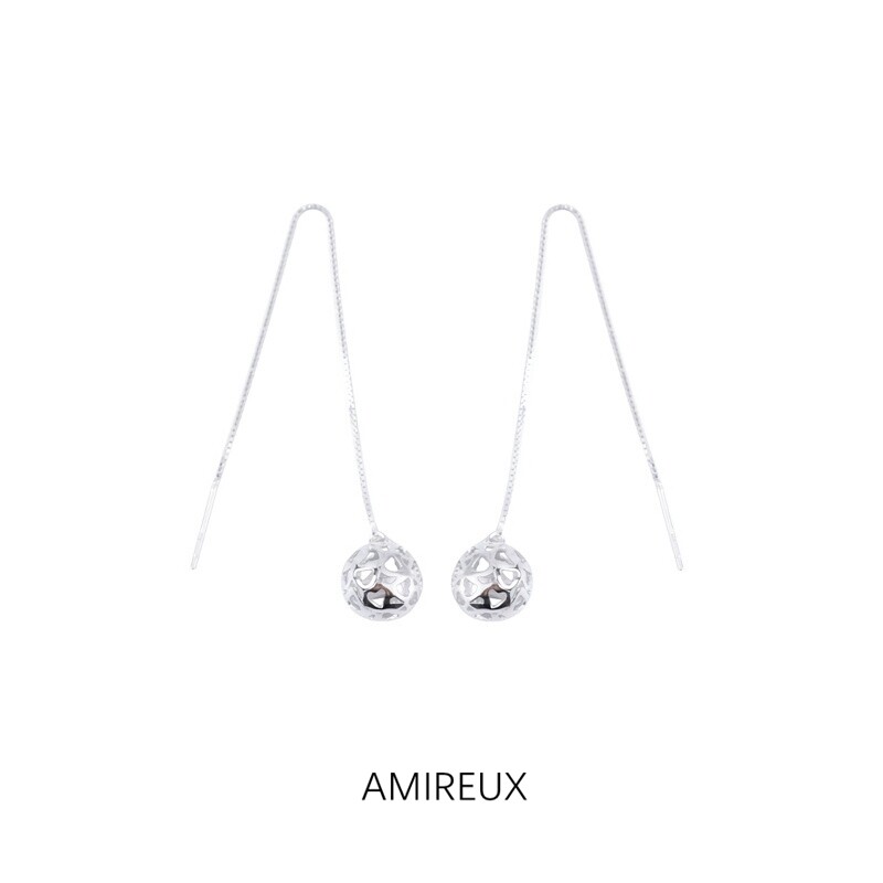 AMIREUX ear decoration 2021 new superior sense temperament brief and luxurious hollowed-out transfer pearl ear chain S925 pure silver