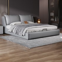 Modern minimalist Minimalist Real Leather Bed wedding bed linen Wind Nordic light extravagant Layer Bull Leather Double Bed Master Bed