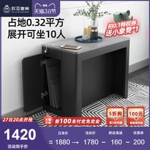 Fire Burning Stone Glass Rock Plate Rectangular Small Family Dining Table Modern Minima Telescopic Dining Table And Chairs Combined Solid Wood