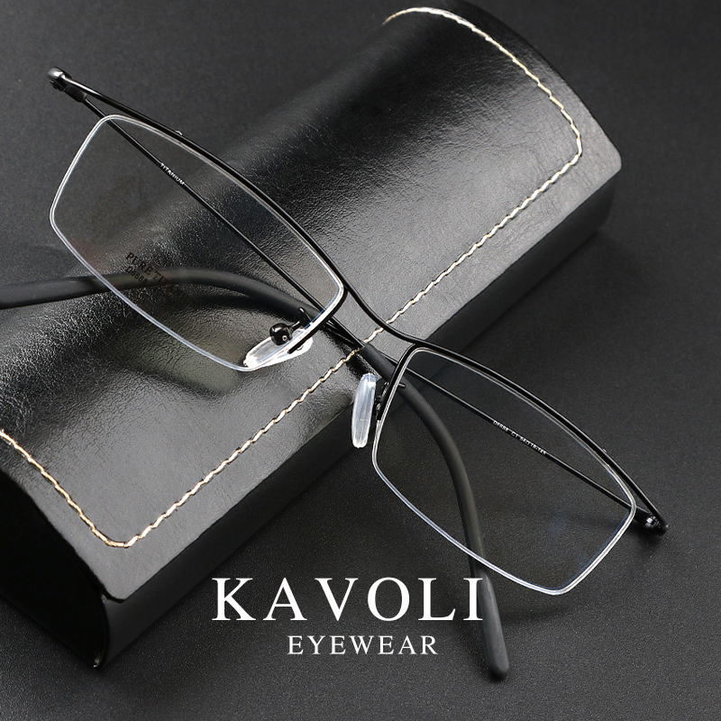Myopic glasses men's half-frame ultra-light glasses frame business eyebrow wire frame comfortable degree pure titanium glasses frame big face tide
