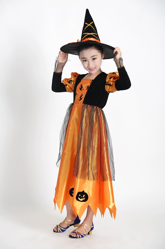 Halloween quần áo trẻ em phù thủy ma cà rồng dơi cosplay bí ngô váy tuyết trắng váy trang phục shop quần áo trẻ em