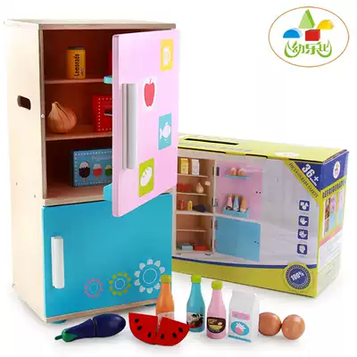 New wooden Children Baby Girl cooking simulation kitchen refrigerator home wine early education toy simulation home appliances