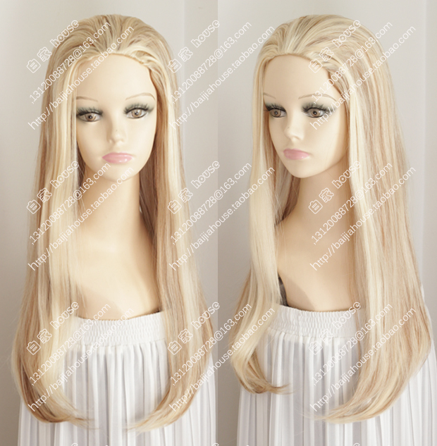 European and American Soft Girl Wig, No Bangs, Light Blonde, Fashionable Blonde, Long Straight Hair, Pastoral Nightclub Dance Party