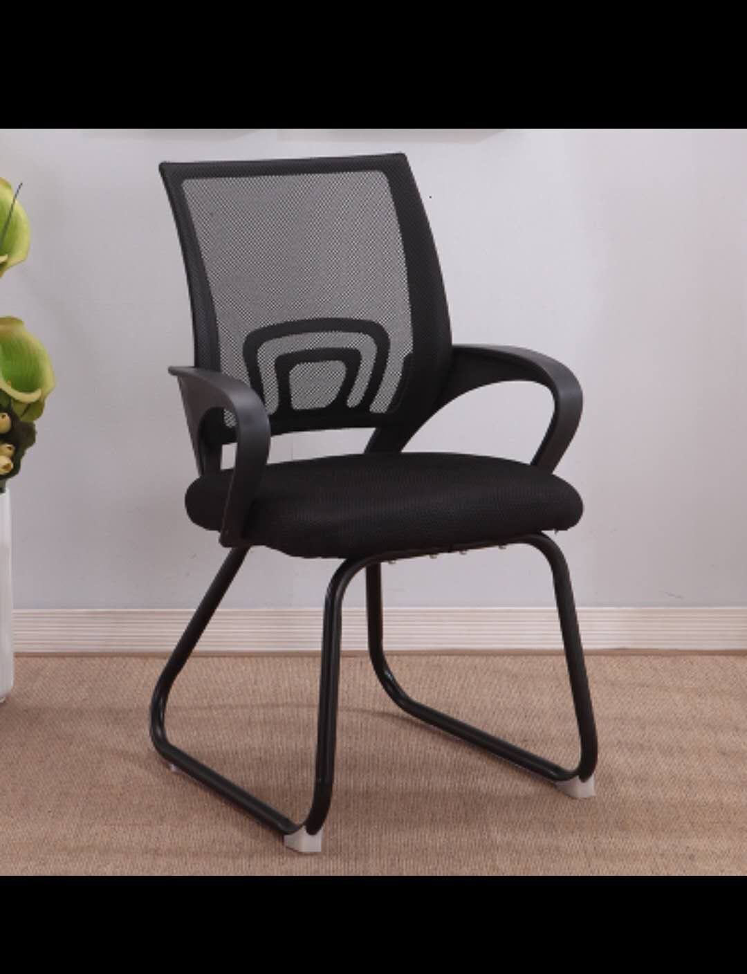 Office chair New metal black mesh steel foot fixed armchair Mahjong Chair Computer Chair Staff Chair