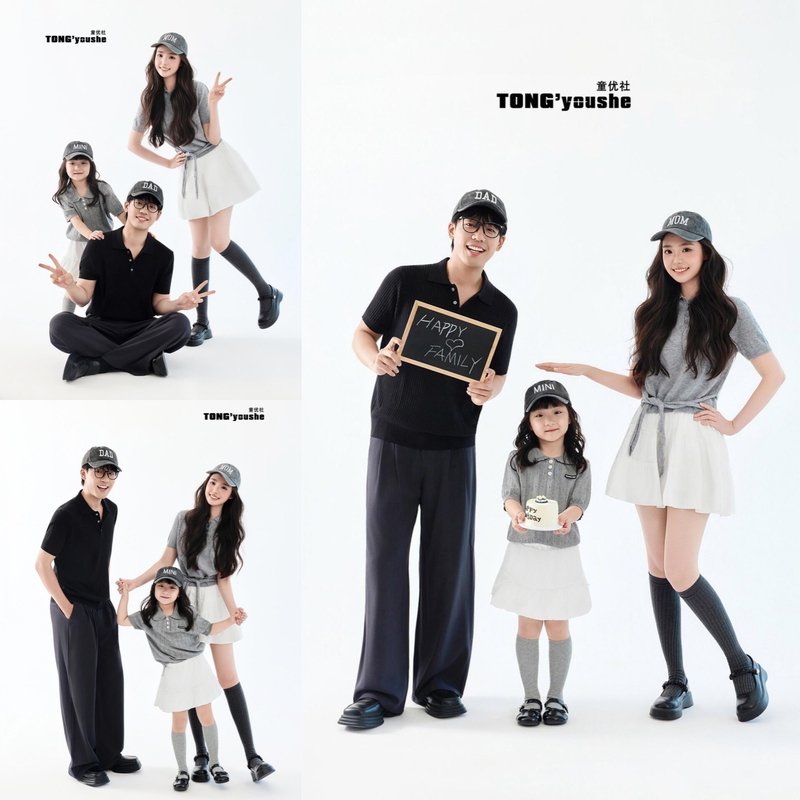 Children's Photography Clothing, Korean-Style Simple and High-End Family Outfits, Studio Family Portraits, Family of Three, Parent-Child Photo Theme Children's Photography Clothing, Korean-Style Simple and High-End Family Outfits, Studio Family Portraits, Family of Three, Parent-Child Photo Theme