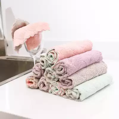 Two-color water absorbent dishwashing cloth thickened tablecloth towel kitchen does not stain with oil and does not lose hair cleaning cloth wipe towel