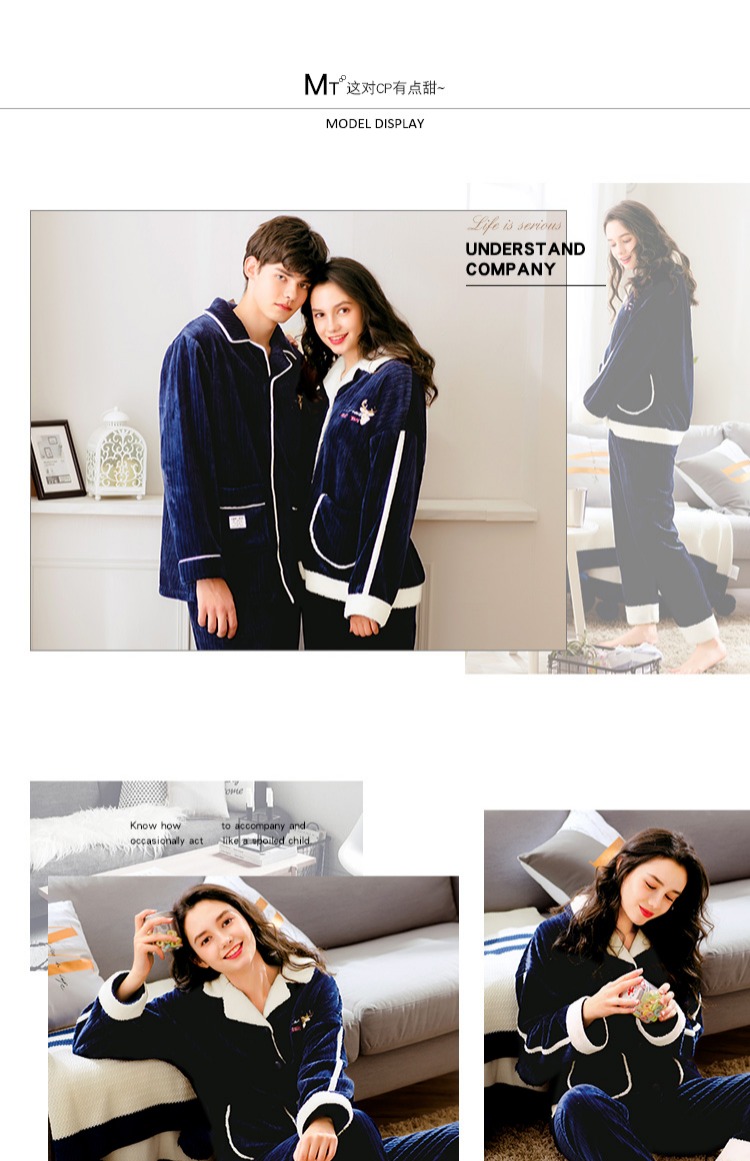 Fenteng vài bộ đồ ngủ mùa đông cardigan ấm san hô nhung chữ dày flannel nam và nữ dịch vụ nhà ngọt ngào shop đồ lót