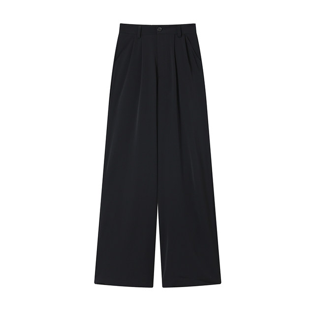 Shocking long legs! Chemical girl high waist wide leg pants spring and autumn drape black trousers loose straight suit trousers