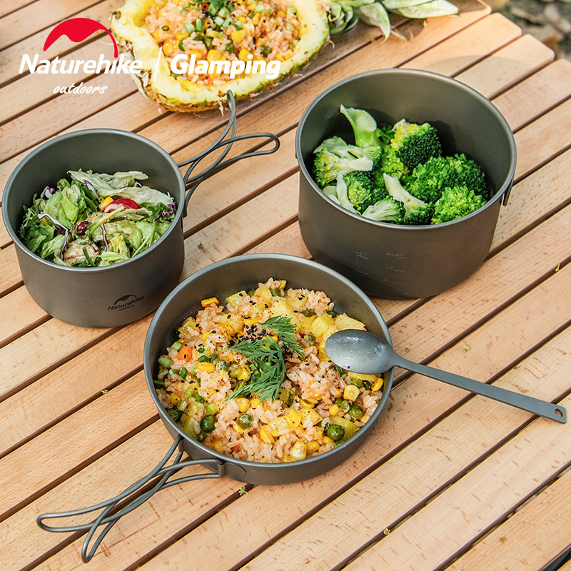 Naturehike moves customer coat pot titanium alloy size frying pan ultra-light portable 2-3 people picnic pan pot