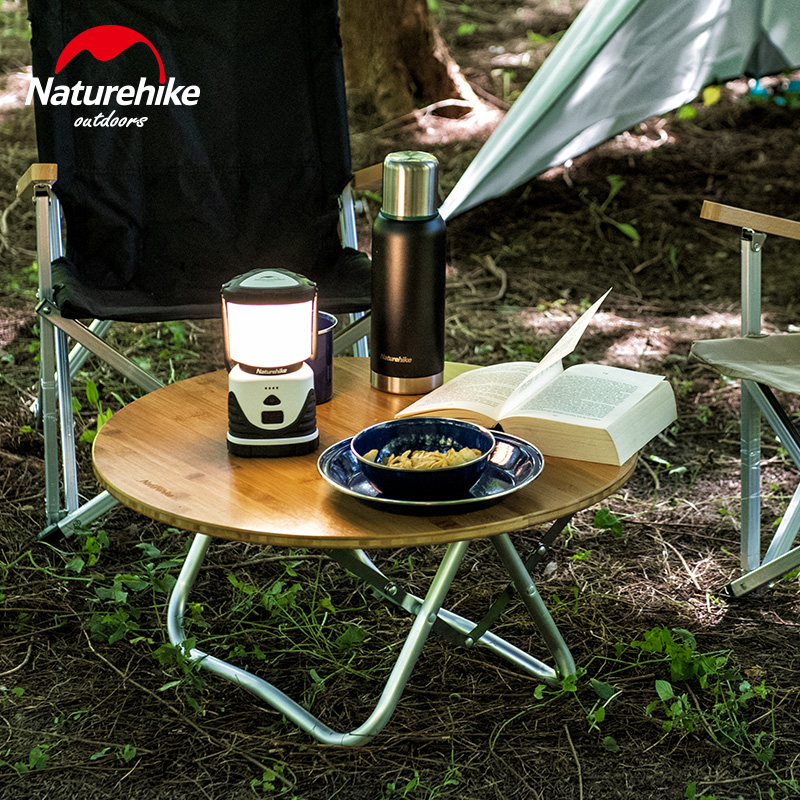 NH Natureh Foldable bamboo board round table Portable outdoor picnic barbecue table Simple folding camping small round table