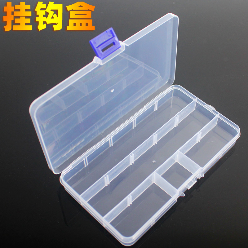 Storage Box Parts Box Tool Box Rectangular with Lid Desktop Plastic Organizer with Traceless Nails and Hooks Transparent Box