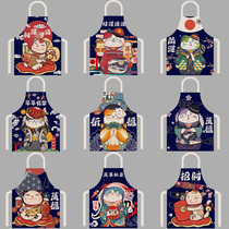Japanese lucky cat kitchen apron overalls adult cartoon waist new waterproof oil-proof sleeveless sleeveless coat