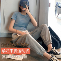 Pregnant Woman Pants Children Summer Outwear Thin light cage pants 2022 Pregnancy new guard pants bunches Skinny Sports Pants