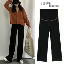 Maternity pants Spring and autumn straight pants outer wear pants net red mopping pants Autumn and winter velvet thickened fashionable wide-leg pants