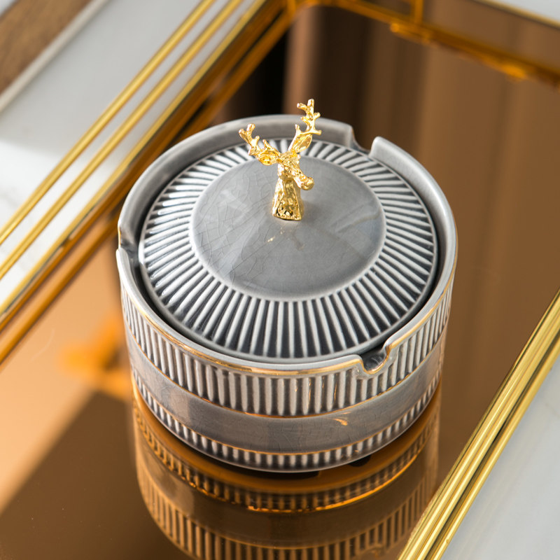 Windproof Ashtray Light Luxury LUXURY CREATIVE PERSONALITY TREND HOME LIVING ROOM WITH LID EUROSTYLE CERAMIC OFFICE ASH TRAY