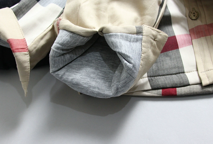 Mùa thu đông 2018 mẫu trẻ em có chất liệu cotton cộng với cotton kẻ sọc cổ điển kẻ sọc dày áo sơ mi cotton áo sơ mi cotton