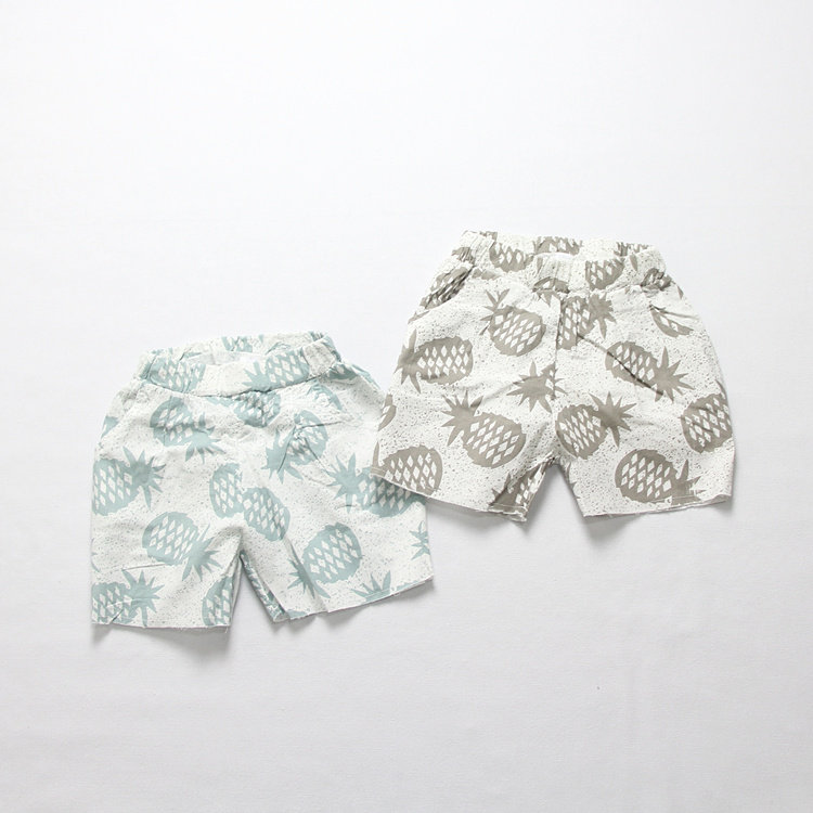 Ins summer children's beach pants boys and girls cotton pineapple loose shorts harem pants