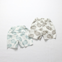 ins summer children seaside beach pants boy girl pure cotton pineapple loose shorts kharen pants