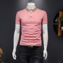 Mens short-sleeved polo shirt 2021 new summer half-sleeve solid color Paul shirt lapel T-shirt pure cotton slim trend