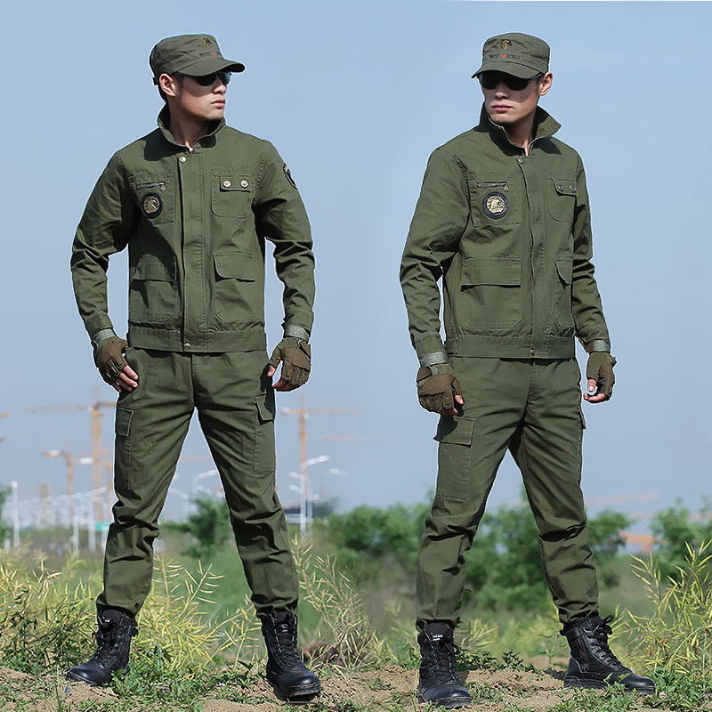 Spring Autumn Army Green Camouflan Suit Men's Labor Insurance Work Women's Military Meme Field Training For Clothes Suits Wear Resistant