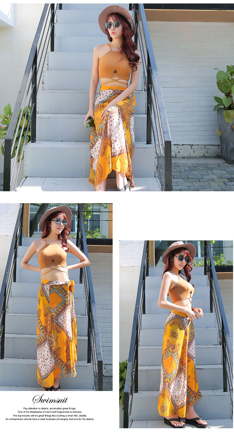Bộ đồ tắm mùa xuân nóng bỏng cho nữ ba mảnh gợi cảm nước hoa nhỏ bảo thủ học sinh nhỏ mặc bikini tươi che bụng chia đồ bơi áo tắm 2 mảnh cạp cao