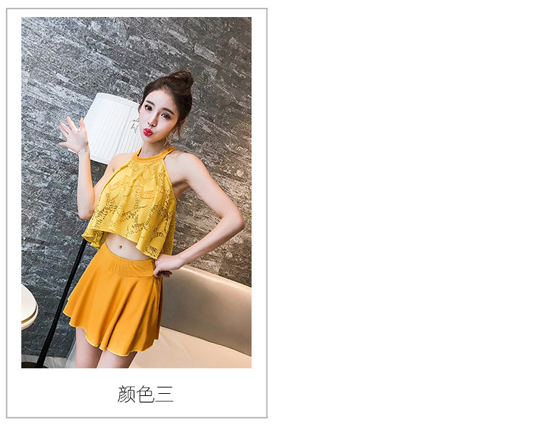 Áo tắm nữ chia hai mảnh Hàn Quốc nhỏ hương thơm mặc bikini váy phong cách kích thước phẳng ngực thu thập áo đồ bơi bộ đồ bơi nữ 2 mảnh	