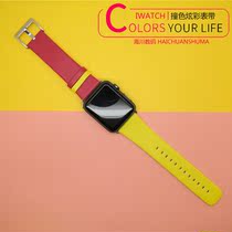 Suitable for Apple Watch456SE leather sports strap iWatch123 Contrast fashion casual strap comfortable