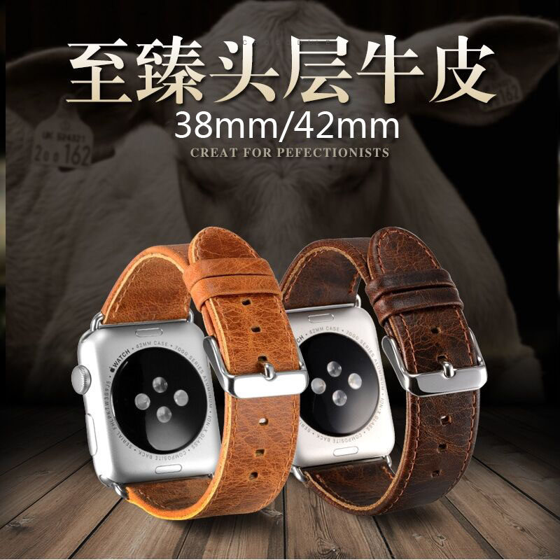 Applicable iwatch7 head layer Bull Peel Mad Male Apple 6SE Watches with 45 Business Series32 Leisure wrists