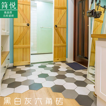 Nordic solid color hexagonal tiles fresh black and white gray mix and antique brick kitchen bathroom wall tiles balcony floor tiles