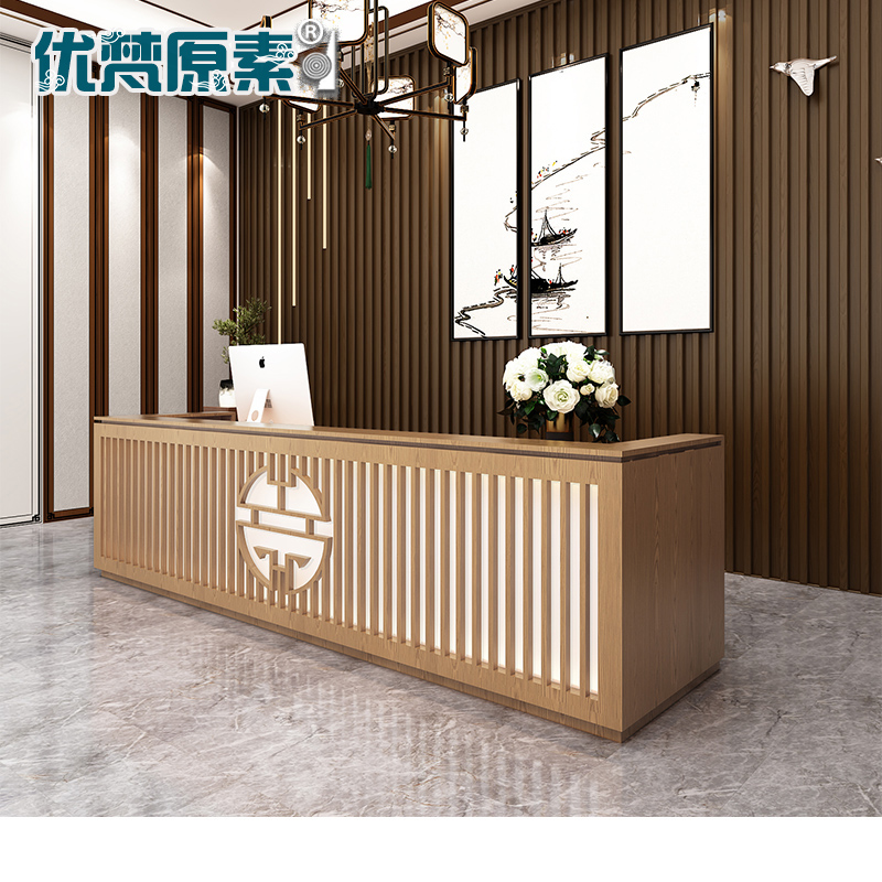 New Chinese style reception counter antique integrated front desk storage bar clothing store cashier club educational institution counter