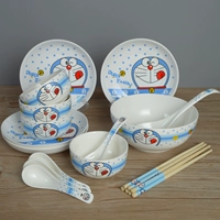 Ding Dang 4 миски, 4 ложки, 4 палочки для палочек 4 тарелки, 1 миска для супа, 1 большая ложка