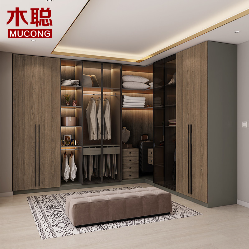 Custom Wardrobe Full House Custom Furniture Whole Bedroom Modern Open Cloakroom Glass Door Flat Door Wardrobe