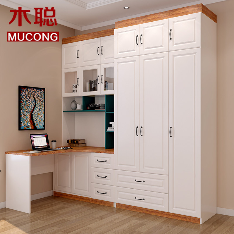 Mu Cong corner computer desk Bookcase Desk one-piece children's learning table bookshelf One-piece combination wardrobe Household cabinet