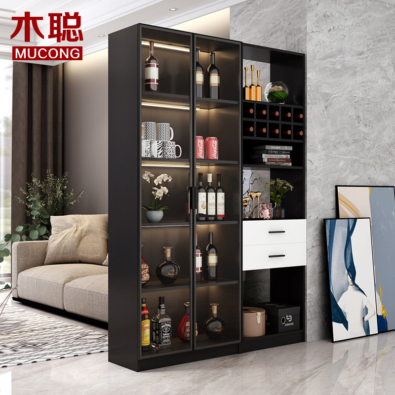 Wood Satoshi Xuanguan Wine Cabinet Partition Cabinet Modern Light Extravagant Entrance To The Family Closing Cabinet Integrated By Wall Cabinet Glass Door Brief