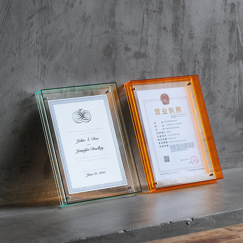 A3 Business License Frame Three-In-One Original and Duplicate Wall-Mounted Acrylic A4 Certificate Health Permit Frame