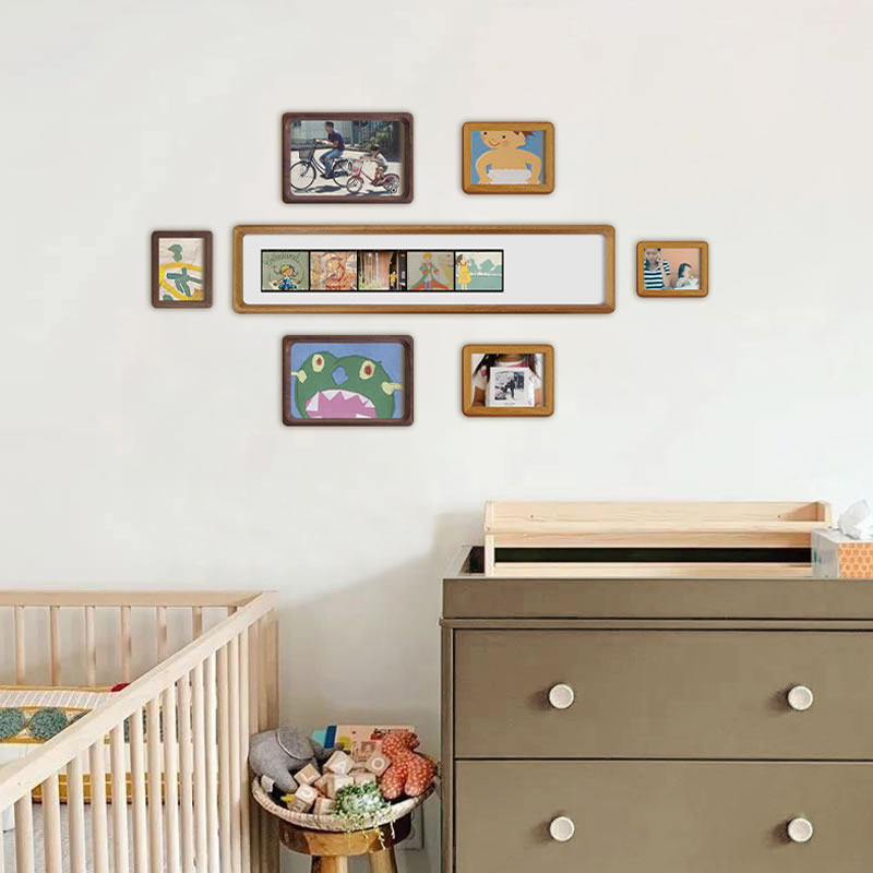 Children's room combination photo wall living room love solid wood modern minimalist decoration background wall wash photo hanging wall photo frame