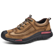 Outdoor motorcycle riding shoes Mens leather four-season anti-collision motorcycle shoes Road racing shoes shock absorption waterproof short boots